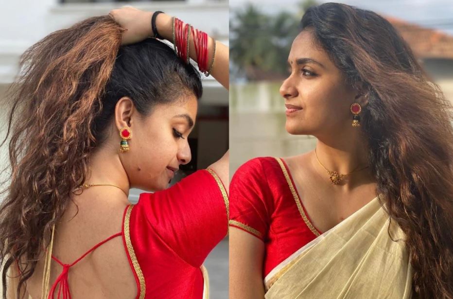 கீர்த்தி சுரேஷ் உடன் பிரபல நடிகரின் மகன்! புகைப்படத்தில் இருப்பது யார்?