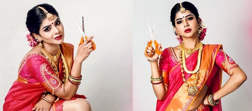 புடவையை கிழித்து போட்டோஷூட் நடத்திய சின்னத்திரை பிரபலம்